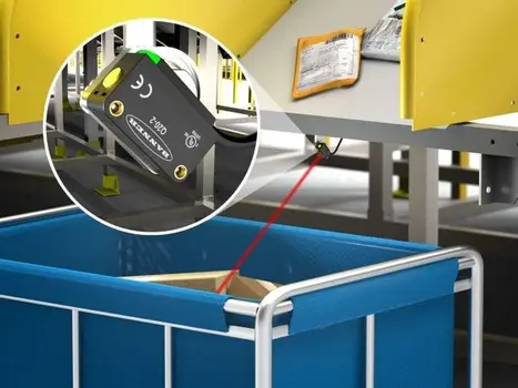 In this example, the Q20-2 can determine whether a package bin is getting full, even with uneven loading and varying sizes of packages In this example, the Q20-2 can determine whether a package bin is getting full, even with uneven loading and varying sizes of packages